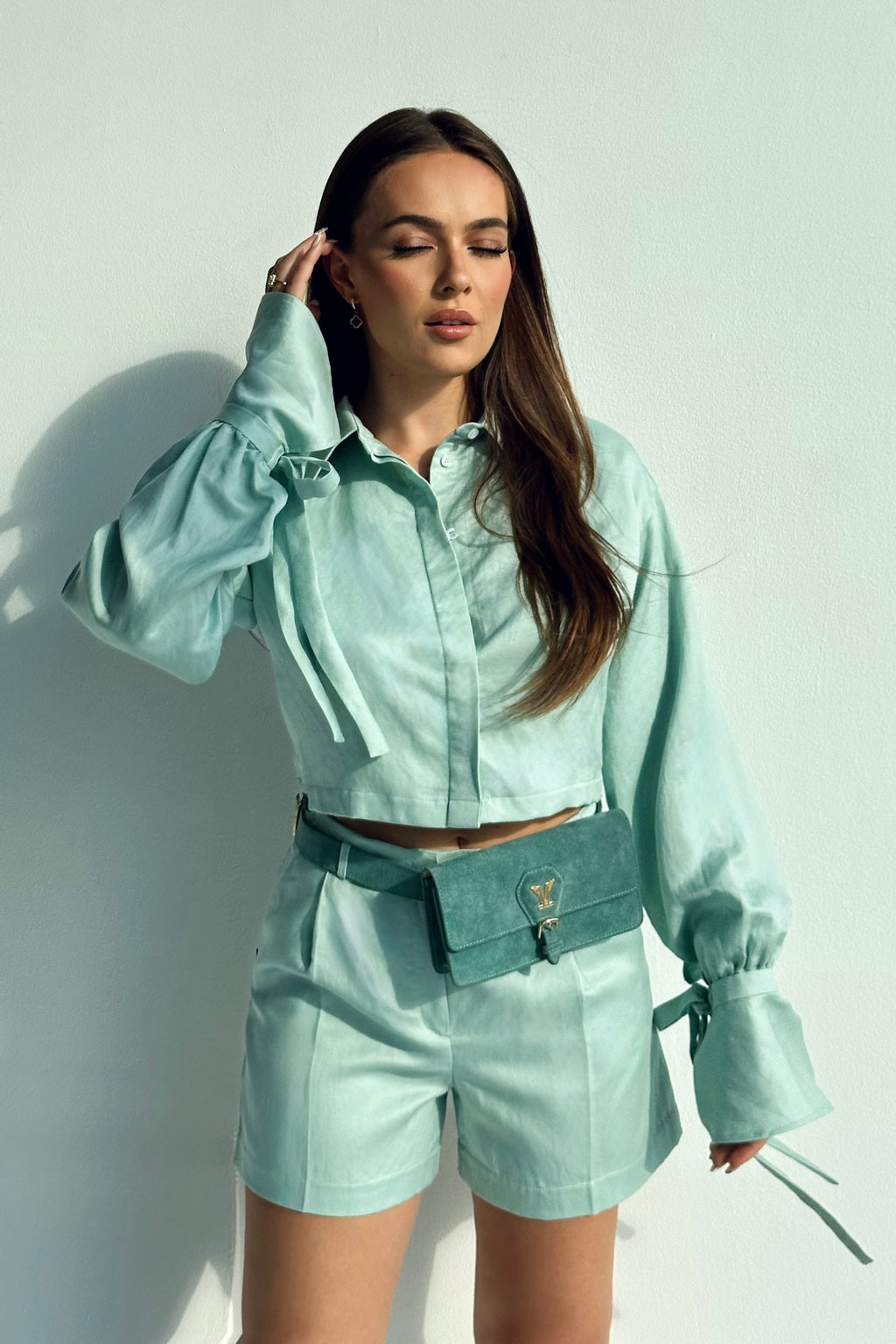 CĀVA Linen Shorts | Collection made of a fine blend of Linen and Tencel Size: XS/S, Colour: Mint Green