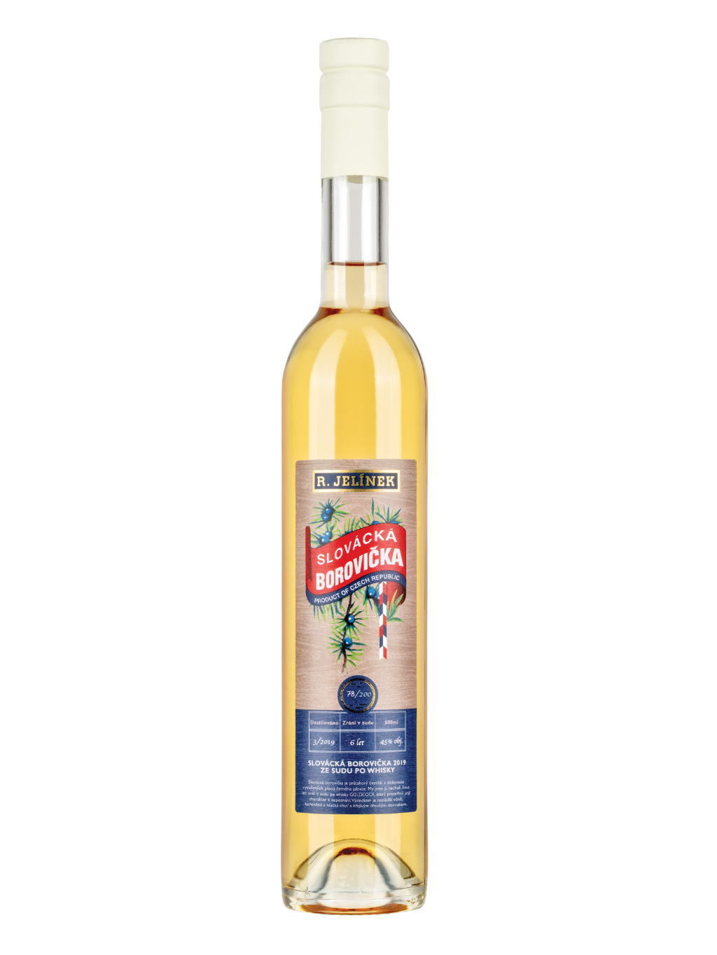 R. JELÍNEK Slovácká Borovička 2019 from Oak Barrel after Plum Brandy 45% 0.7l (EMPTY BOTTLE)