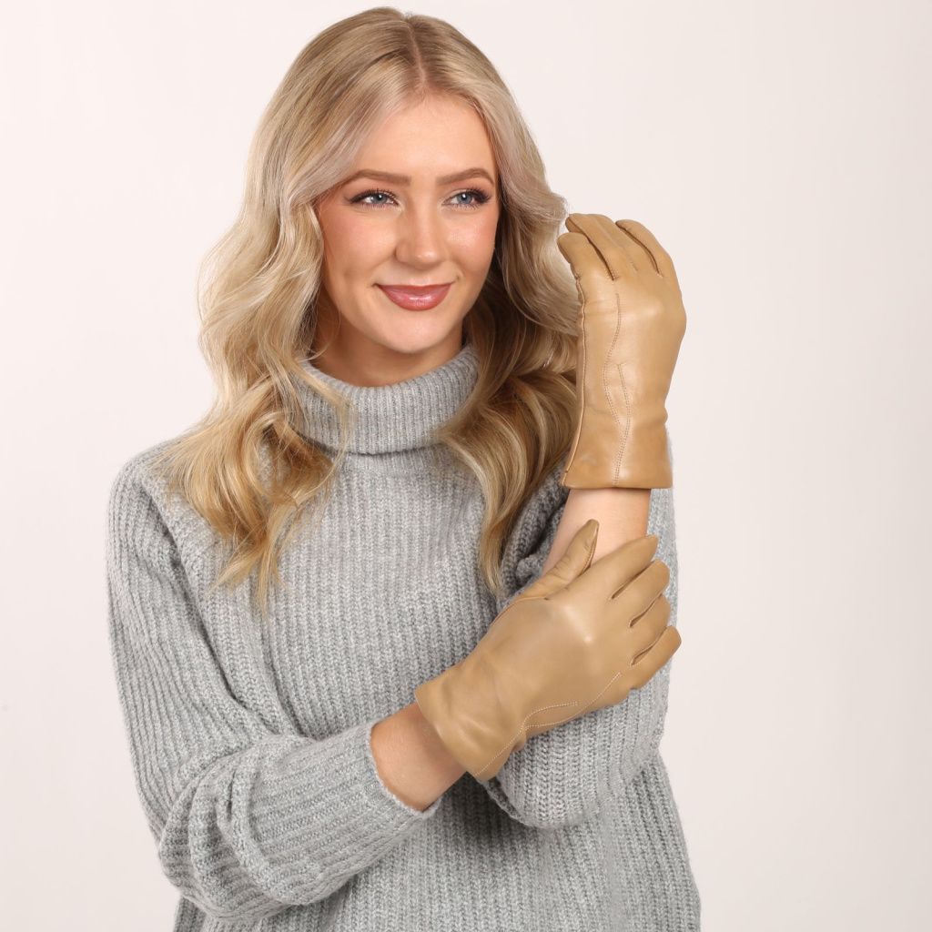 Women's Leather Gloves with Embroidery