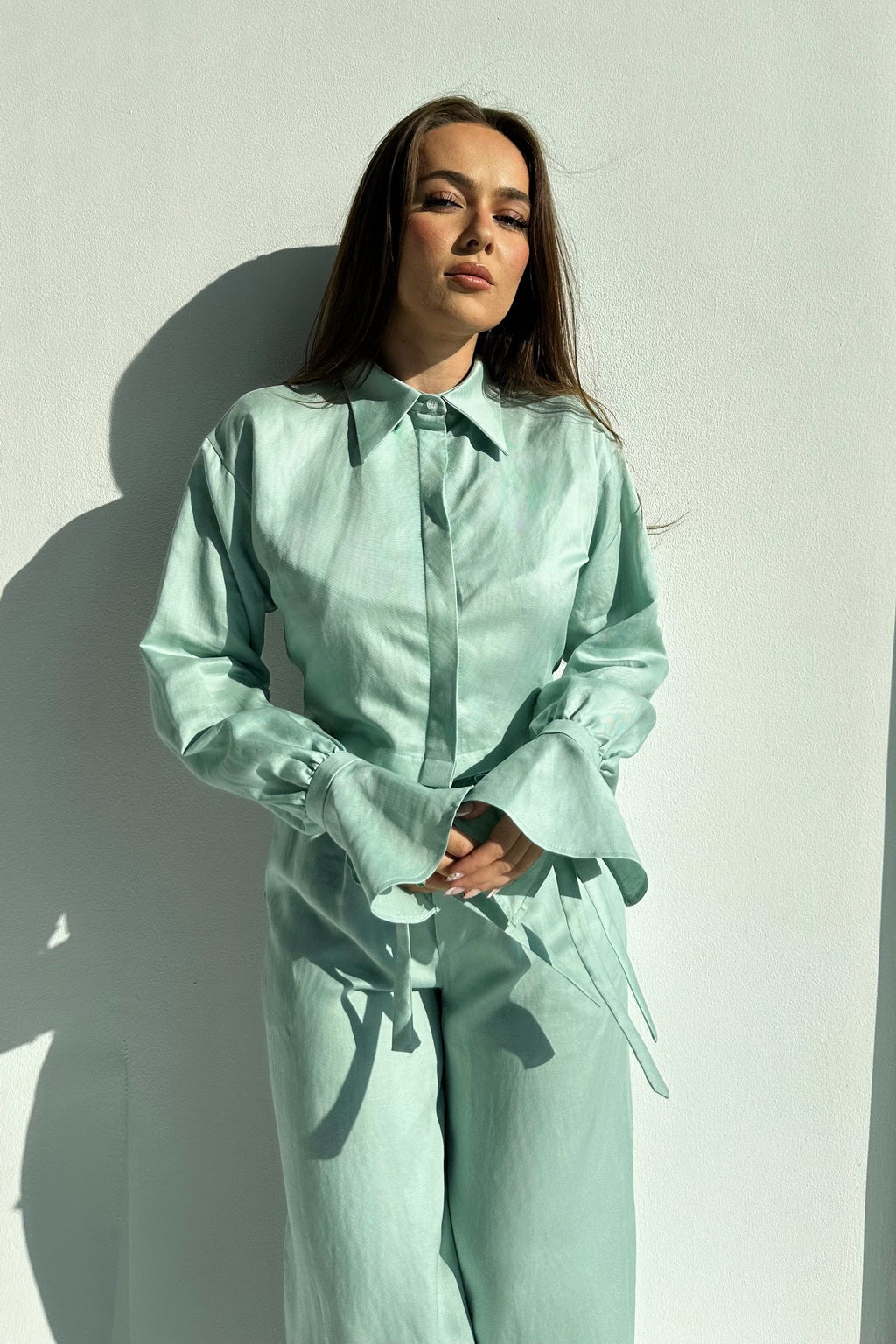 CĀVA Linen Shirt | Collection made of a fine blend of Linen and Tencel Size: UNI / XS - L, Colour: Mint Green