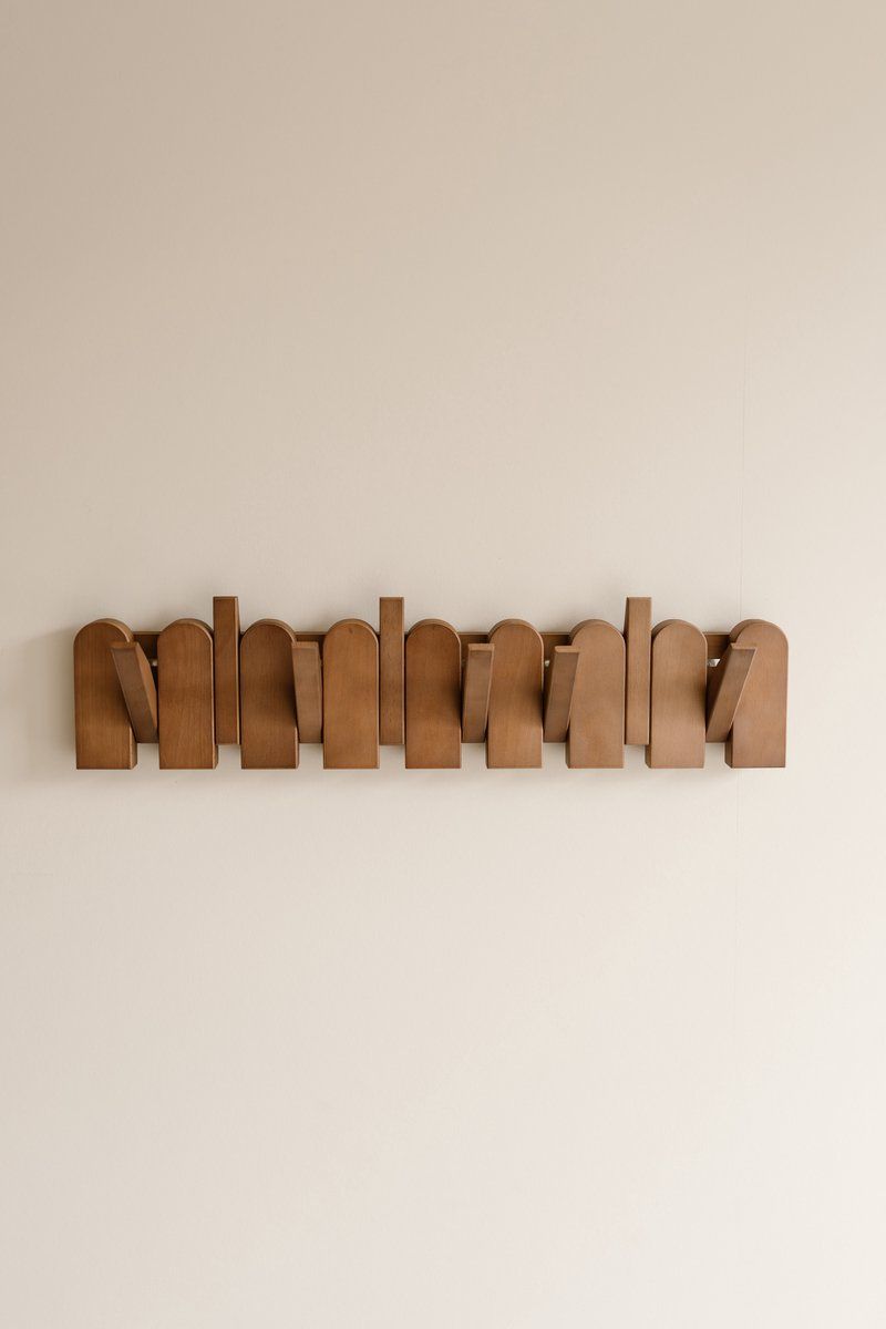 Indore Home - Wall Coat Rack Flip - Arch - Wood - Foldable - 8 Hooks