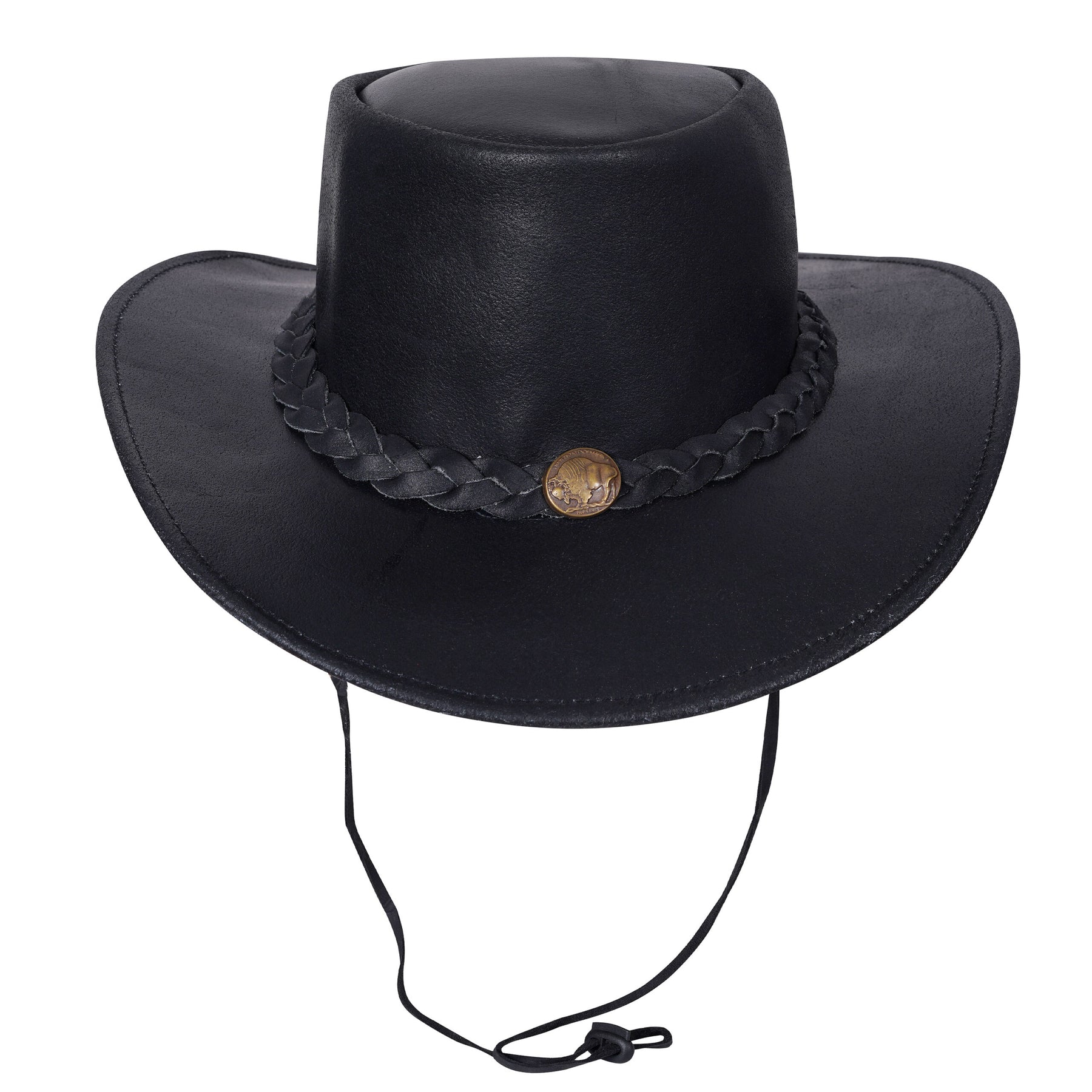 Cappello in pelle nera unisex