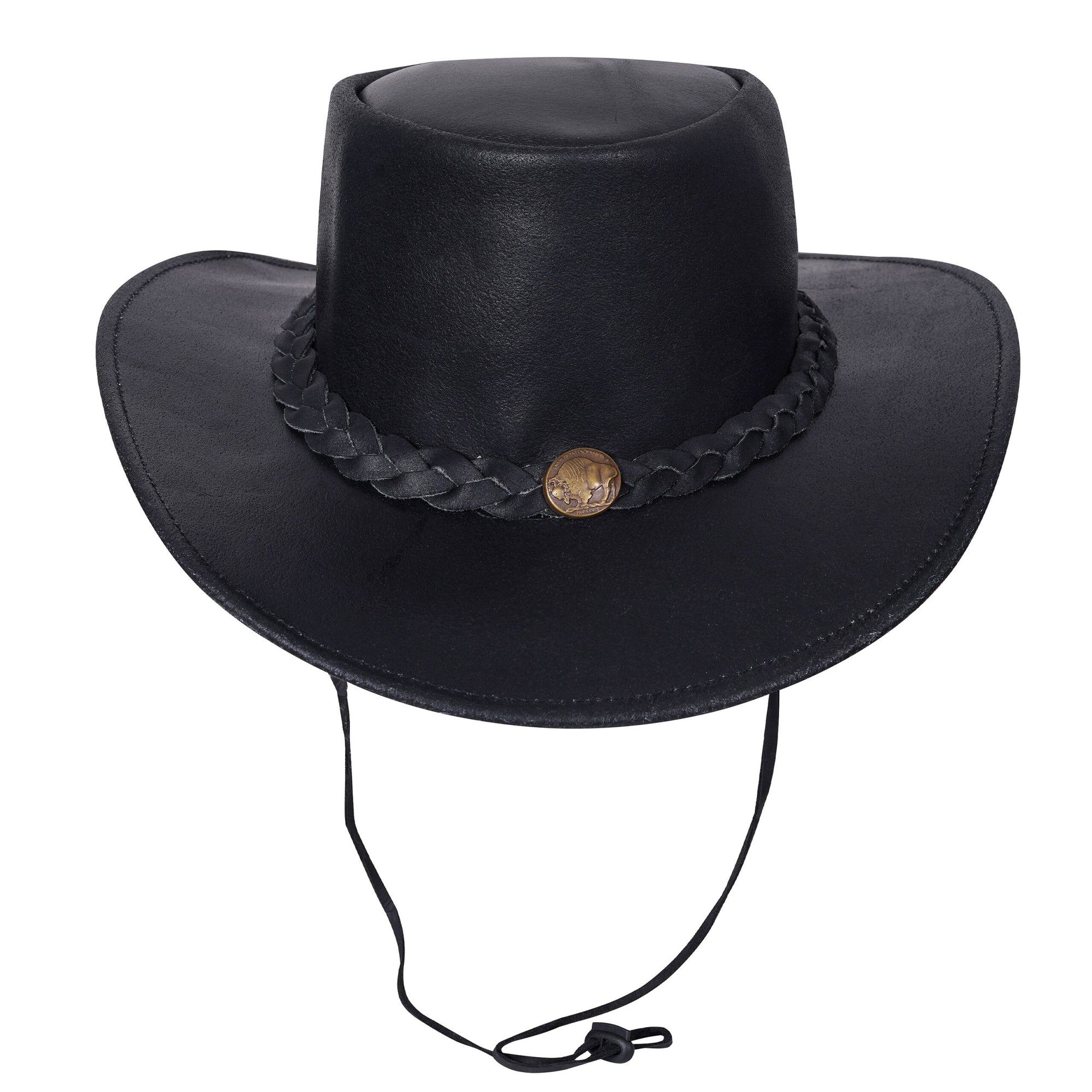 Cappello in pelle nera unisex