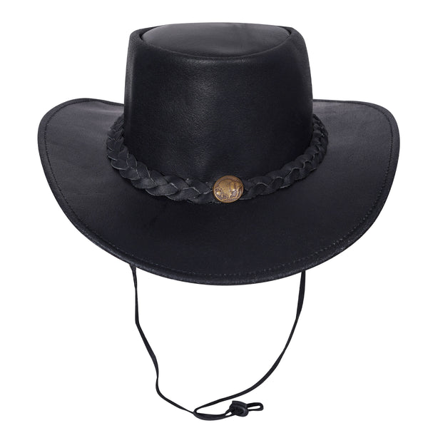 Black leather hat unisex