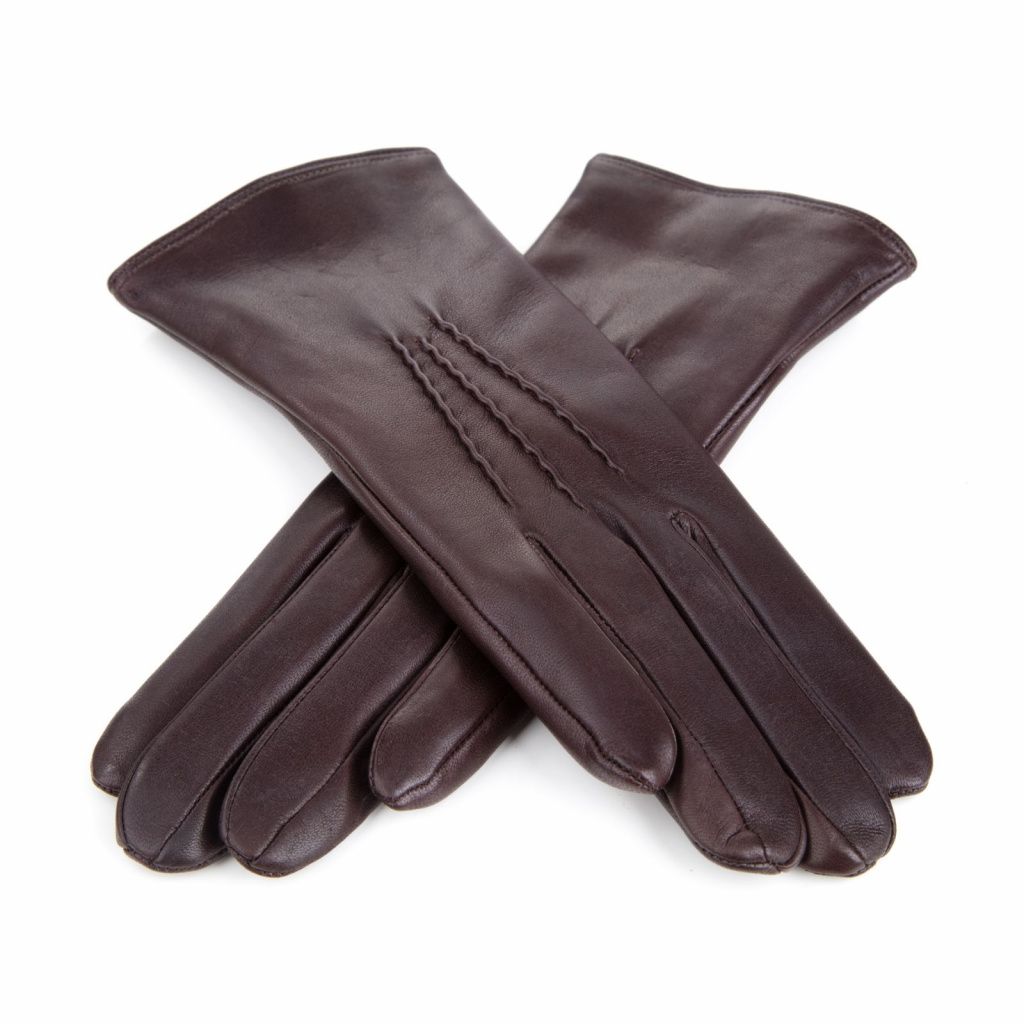 Women's Leather Gloves with Classic Hand Embroidery