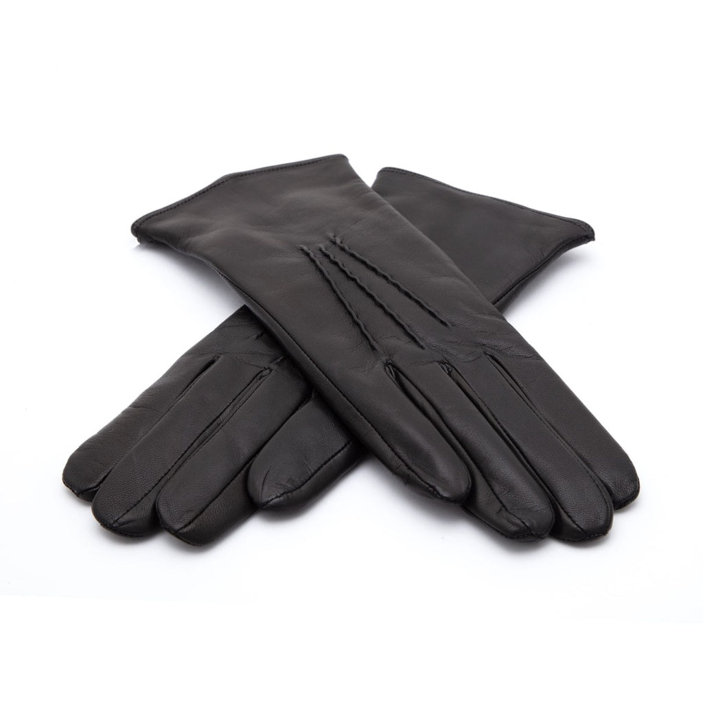 Women's Leather Gloves with Classic Hand Embroidery