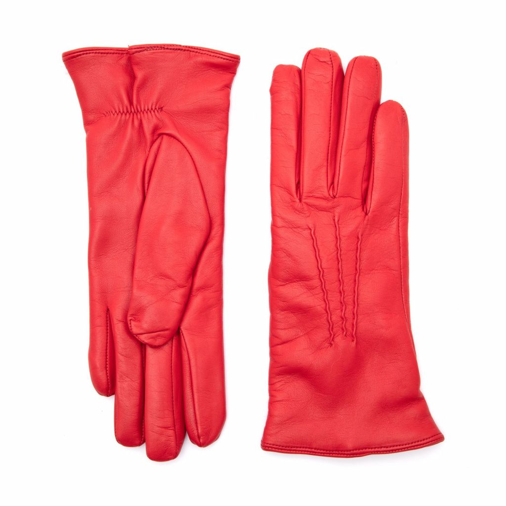 Women's Leather Gloves with Classic Hand Embroidery