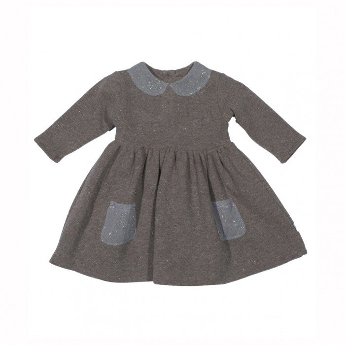 LUREX FLEECE DRESS WITH GLITTER COLLAR AND POCKETS