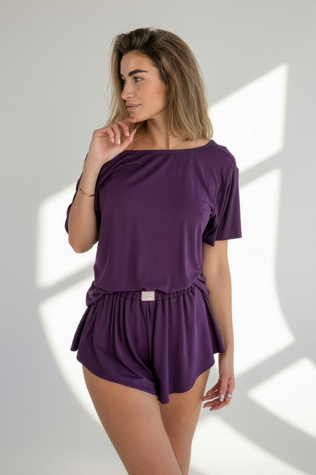 Bermudas Confortáveis de Bambu | Loreen Label Tamanho: L/XL, Cor: Violeta Escuro