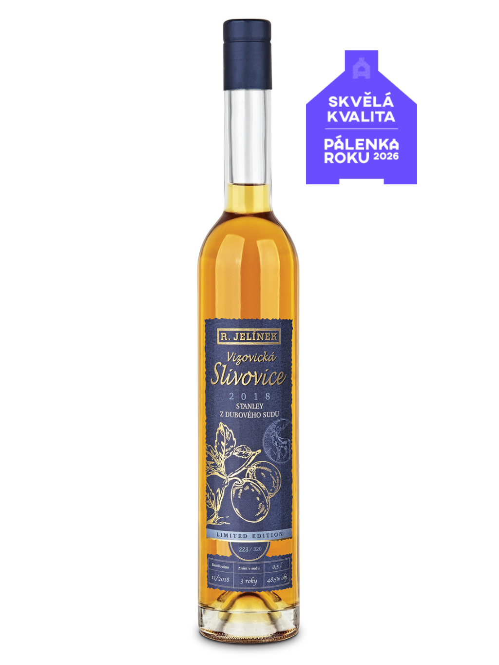 Vizovice Plum Brandy 2018 Stanley from French Oak Barrel 48.5% 0.5l