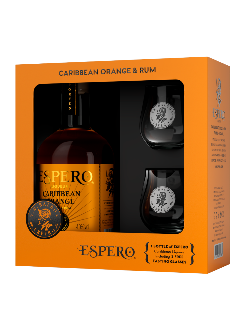 Espero Caribbean Orange 40% 0.7l + 2 glasses