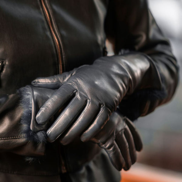 Warm Women's Gloves with Rabbit Lining