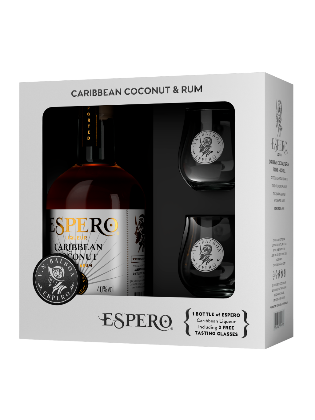 Espero Caribbean Coconut 40% 0.7l + 2 glasses