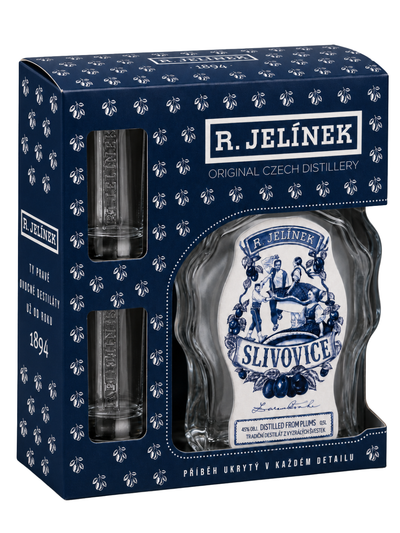 Slivovice R. JELÍNEK & Zuzana Osako 45% 0.5l + 2 glasses