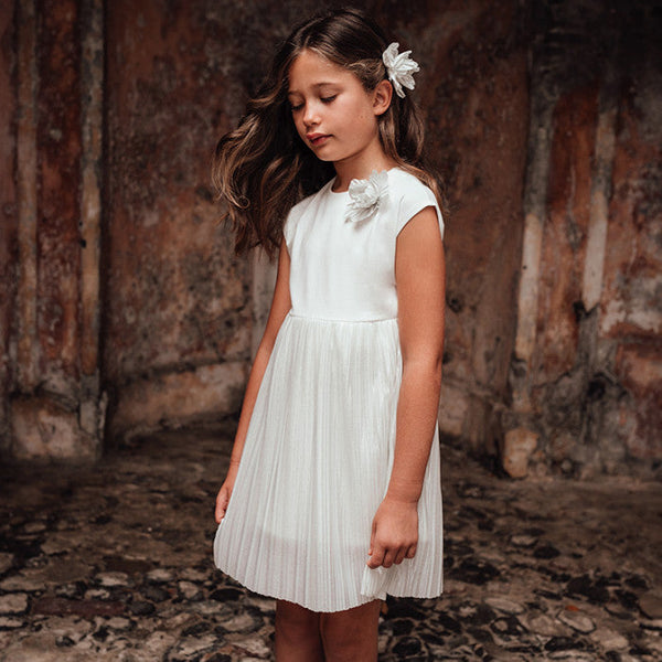 OBLEKA S SREBRNO PLISIRANO KRILOM