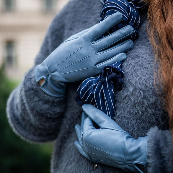Women's Leather Gloves with Slit and Thin Lining