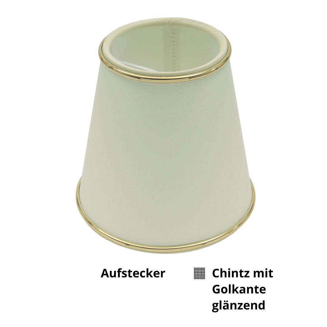 Various Lamp Shade Attachments – Ø 11 cm - Cream with Glossy Gold Edge - Chintz