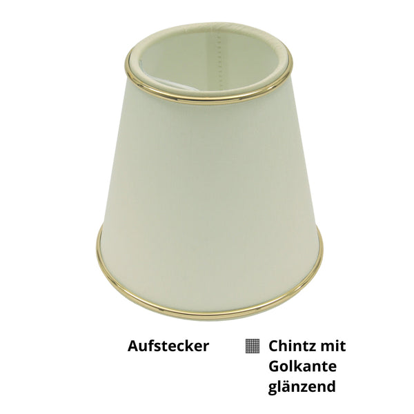Various Lamp Shade Attachments – Ø 11 cm - Cream with Glossy Gold Edge - Chintz