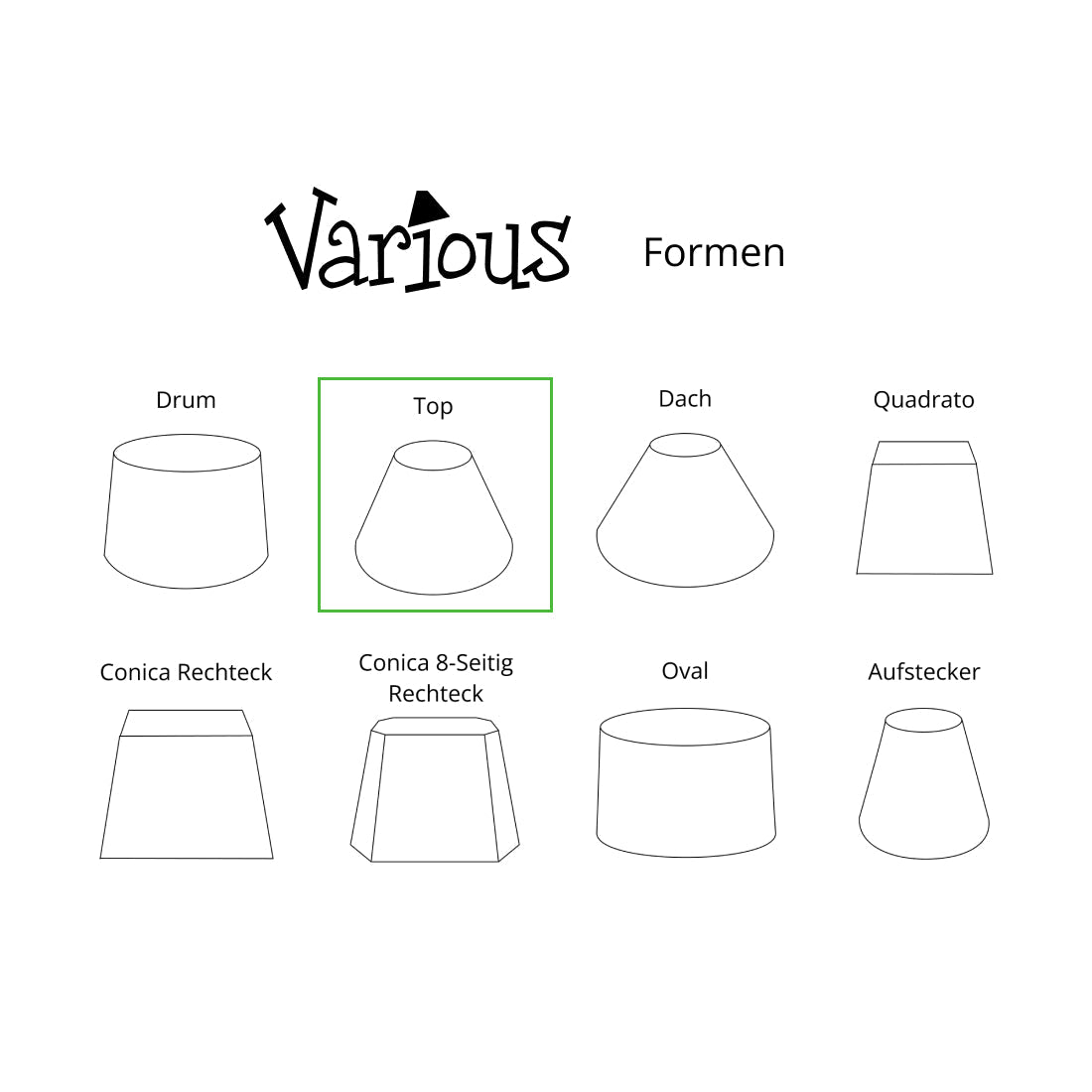 Vari paralumi superiori – Ø16 o Ø20 cm - Bianco - E14/E27