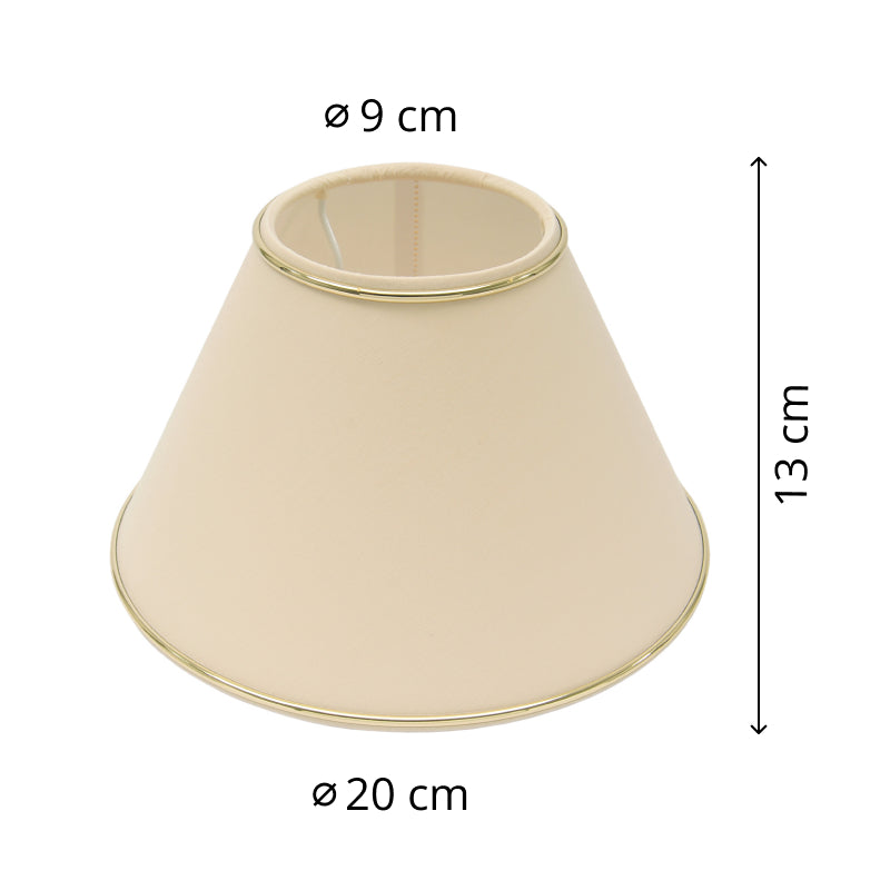 Diverse Lampenkappen Top Rond – Ø20 cm - Chintz - Beige met Gouden Rand - Glanzend