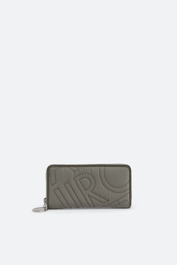 Portefeuille zippé kaki