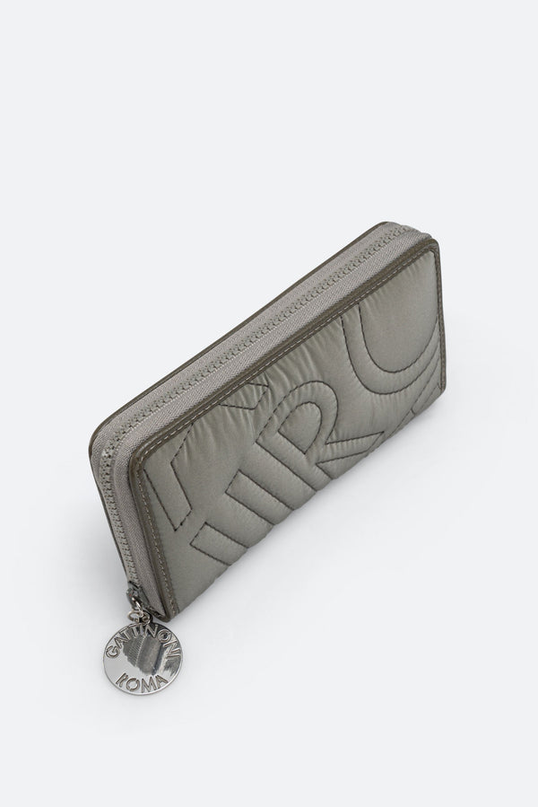 Portefeuille zippé kaki