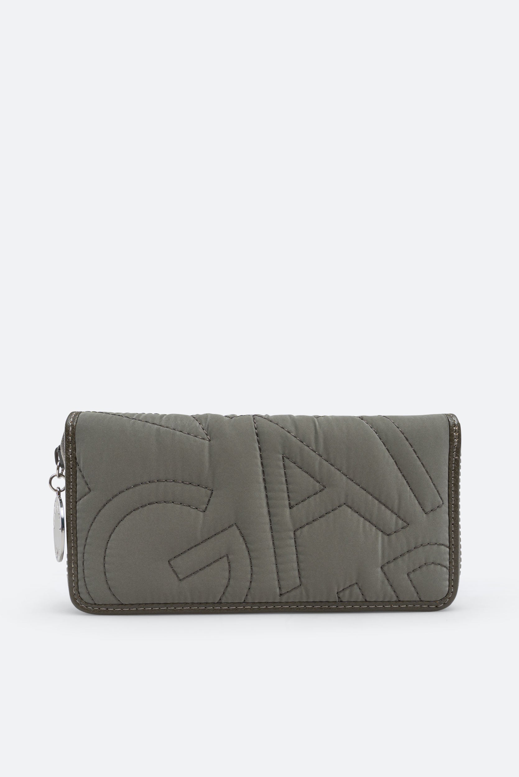 Portefeuille zippé kaki
