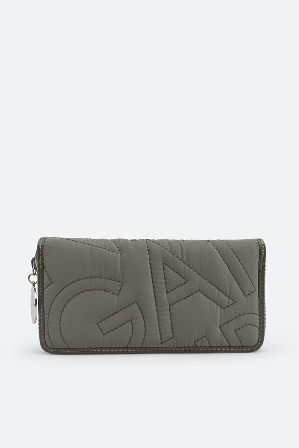 Portefeuille zippé kaki