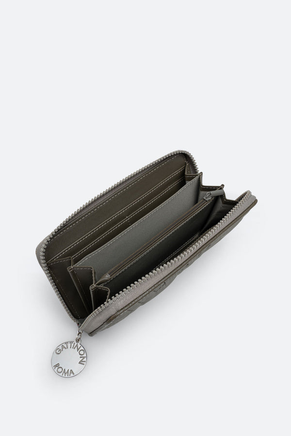 Portefeuille zippé kaki