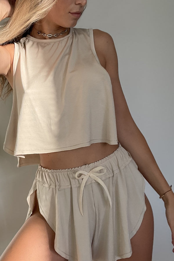 Bamboo Crop Top | Loreen Label Size: UNI / XS - L, Colour: Natural Sand