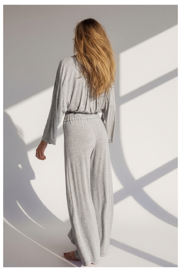 Bamboo Side Slit Long Pants | Loreen Label Size: S/M Short, Colour: Grey