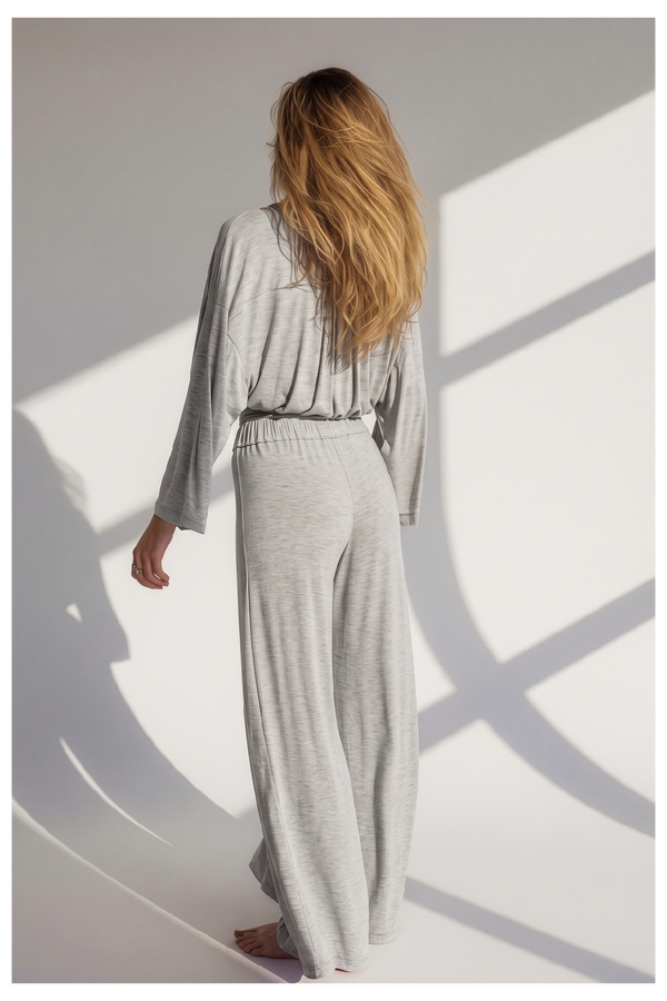 Bamboo Side Slit Long Pants | Loreen Label Size: S/M Short, Colour: Grey
