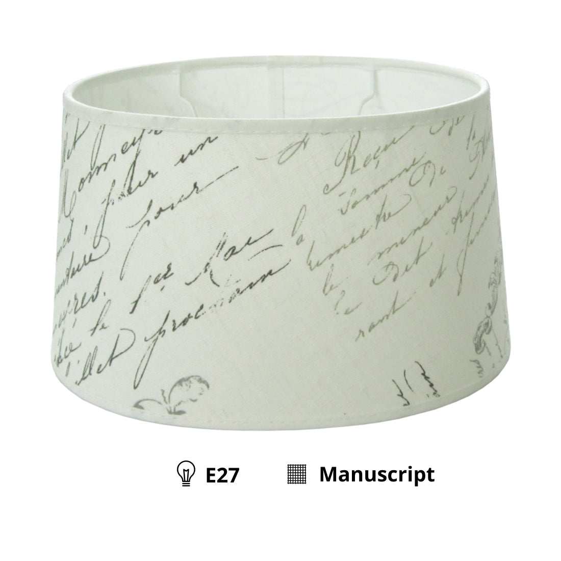 Various Oval Lampshade - Manuscript - Cream - Ø25/18 x Ø21/15 cm - Height 14