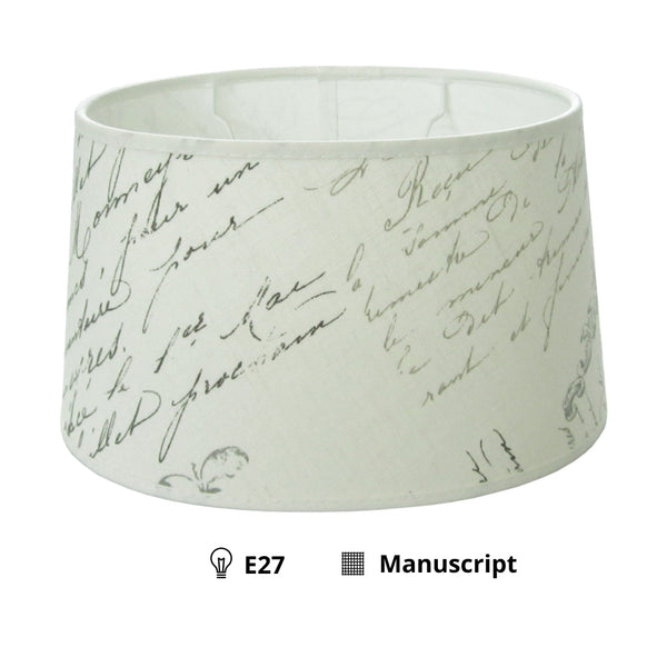 Various Oval Lampshade - Manuscript - Cream - Ø25/18 x Ø21/15 cm - Height 14