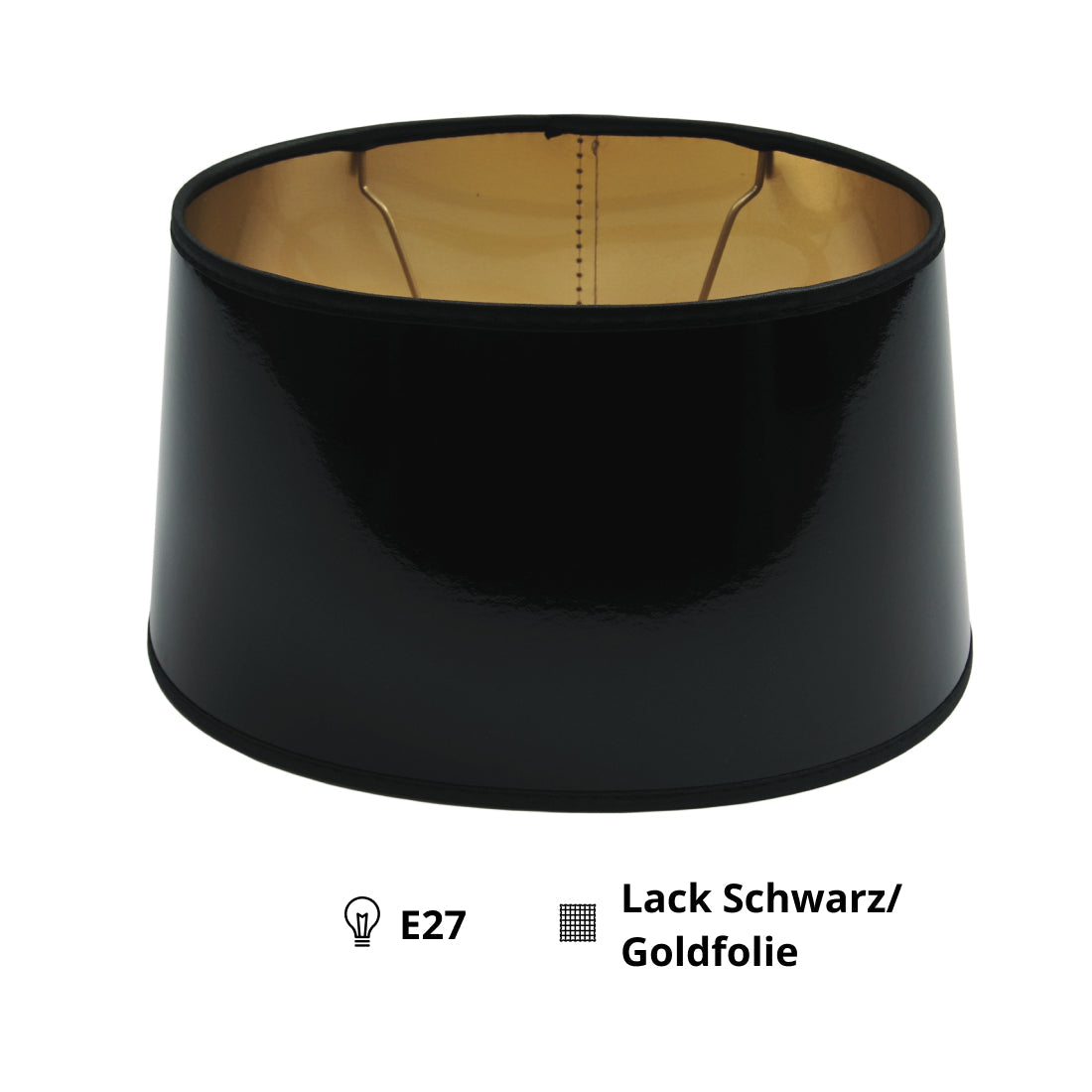 Vari Paralumi Ovali - Laccato/Foglio d'Oro - Nero - Ø25 o Ø30