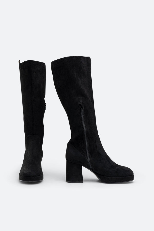 High Black Suede Boot