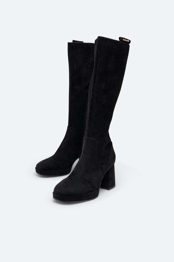 High Black Suede Boot