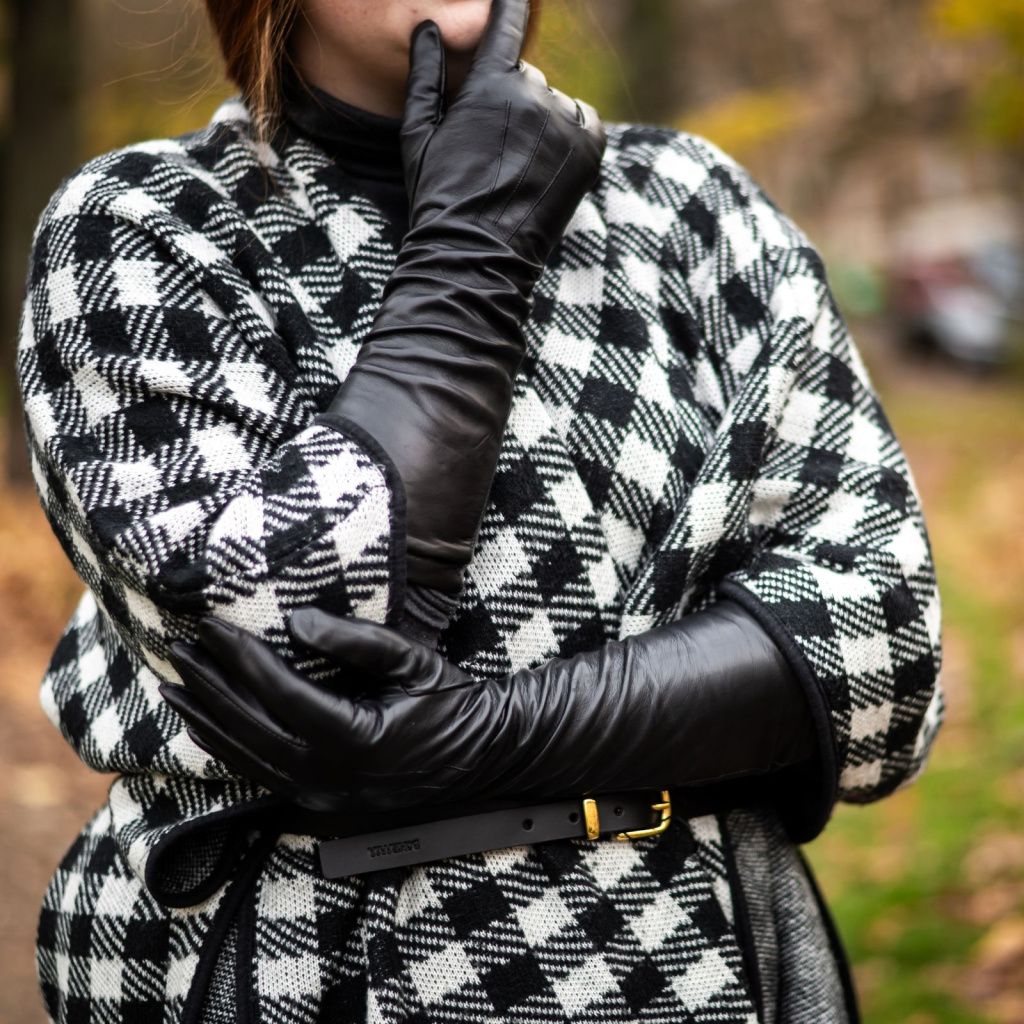 Leather Women's Gloves with Red Silk Lining