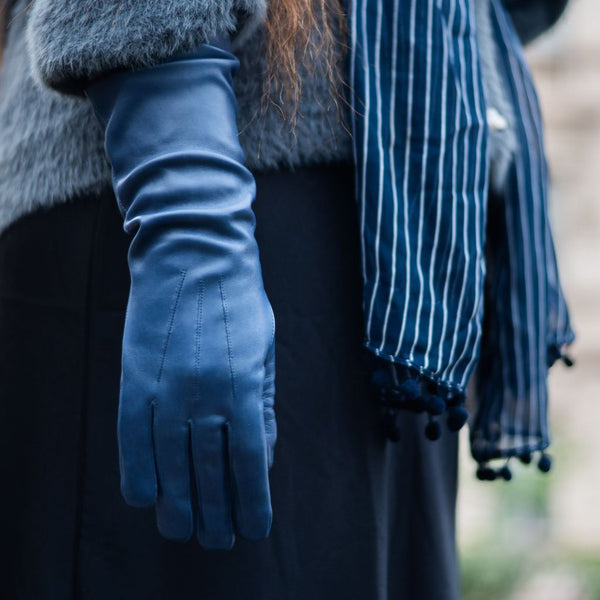 Leather Women's Gloves with Red Silk Lining