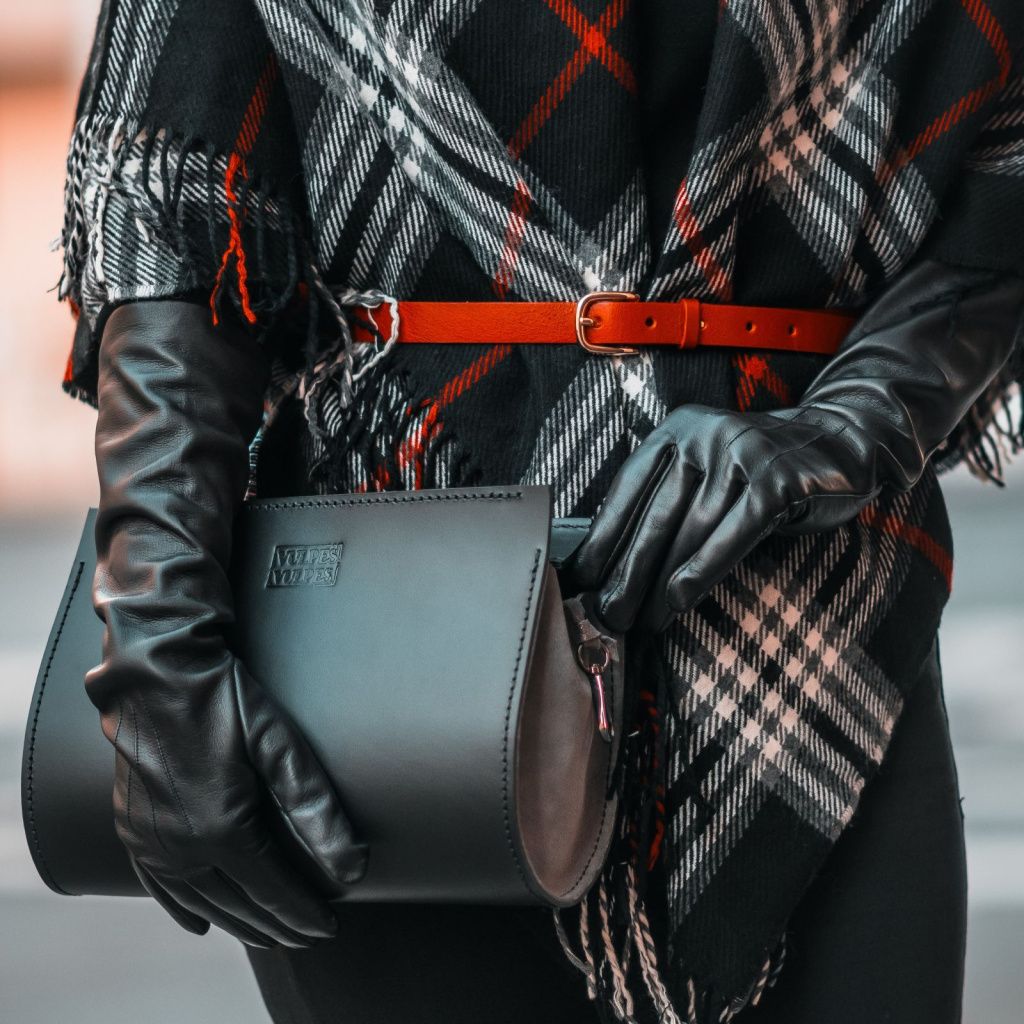 Leather Women's Gloves with Red Silk Lining