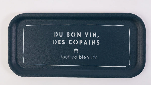 Thermo Cork Rectangular Tray of Good Wine and Friends