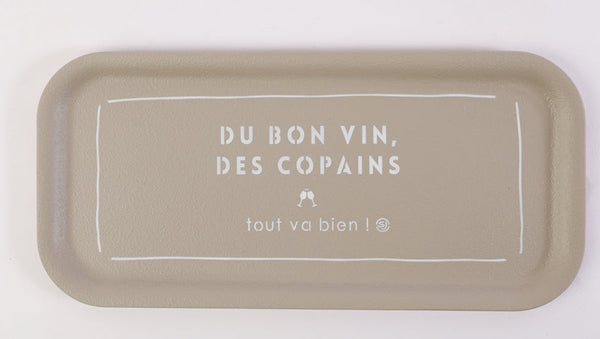 Thermo Cork Rectangular Tray of Good Wine and Friends