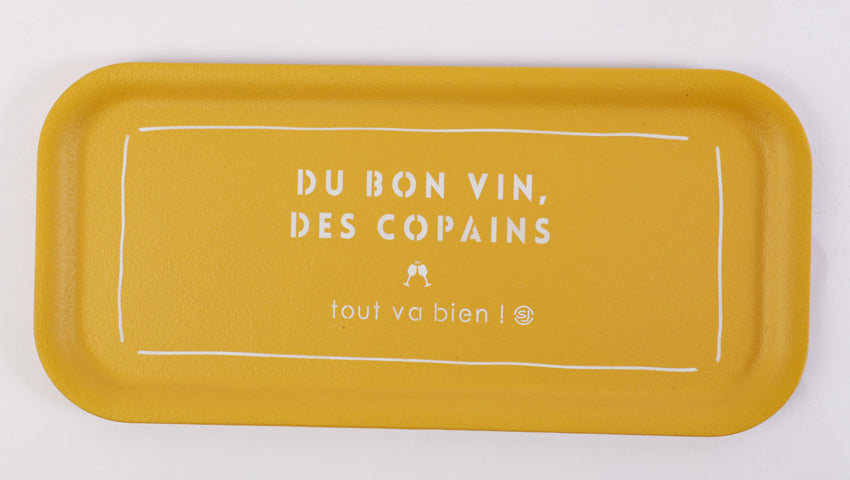 Thermo Cork Rectangular Tray of Good Wine and Friends