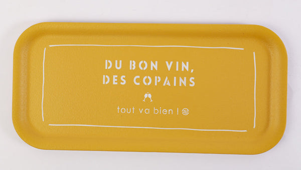 Thermo Cork Rectangular Tray of Good Wine and Friends