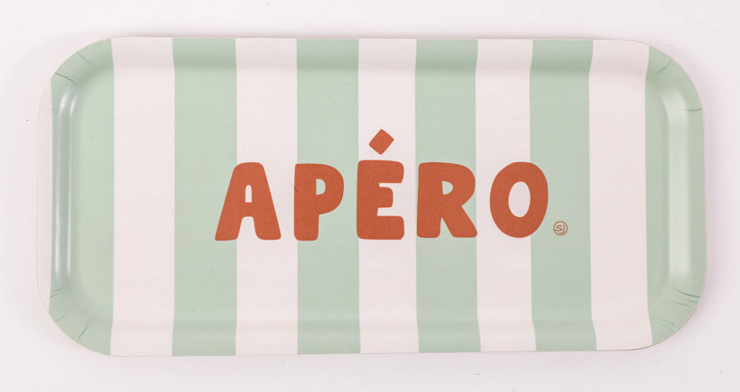 Rectangular striped aperitif tray