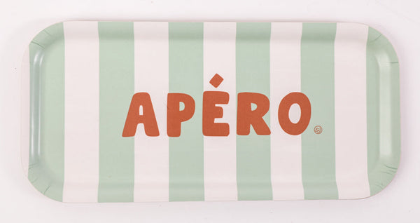 Rectangular striped aperitif tray