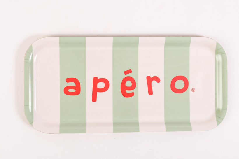 Rectangular striped aperitif tray