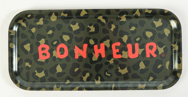 Plateau rectangle léopard bonheur