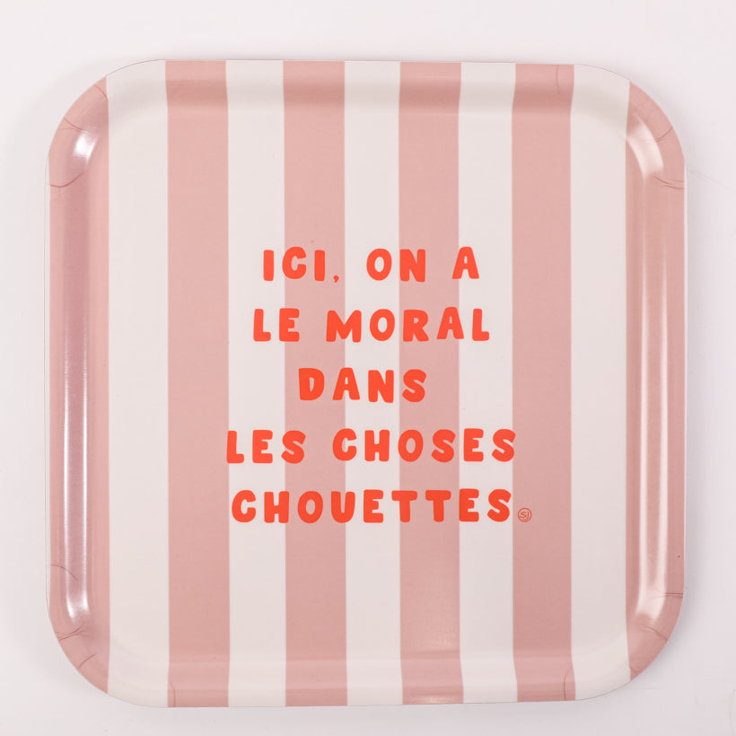 Square tray with stripes to lift your spirits