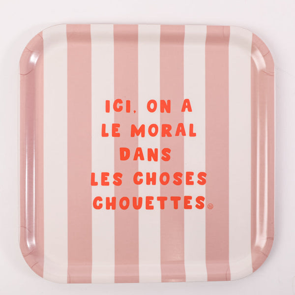Square tray with stripes to lift your spirits
